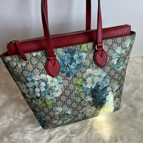 Gucci GG Supreme Blossoms Floral Red Tote Shoulder Bag - Picture 2 of 16